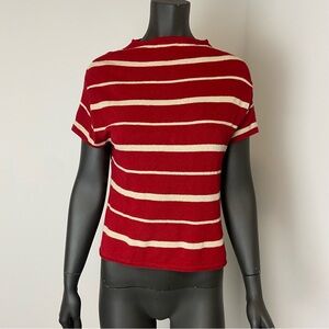⚪️ The work red striped knitting boat neck tshirt L